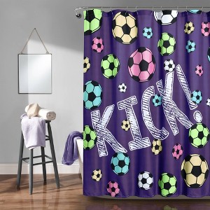 72"x72" Girls Soccer Kick Single Shower Curtain - Lush Décor - 1 of 4