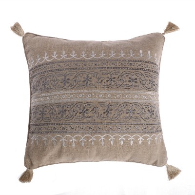 Trevino Embroidered Burlap Decorative Pillow - Levtex Home