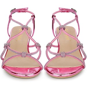 Allegra K Women's Rhinestone Strappy Slingback Stiletto Heel Sandals - 1 of 4