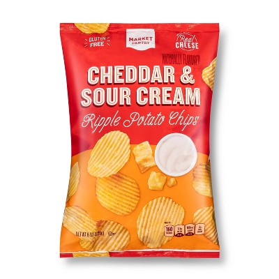 Cheddar and Sour Cream Ripple Potato Chips - 8oz - Market Pantry™