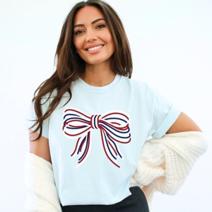 Simply Sage Market Patriotic Layered Bow Garment Dyed Tee - 1 of 4