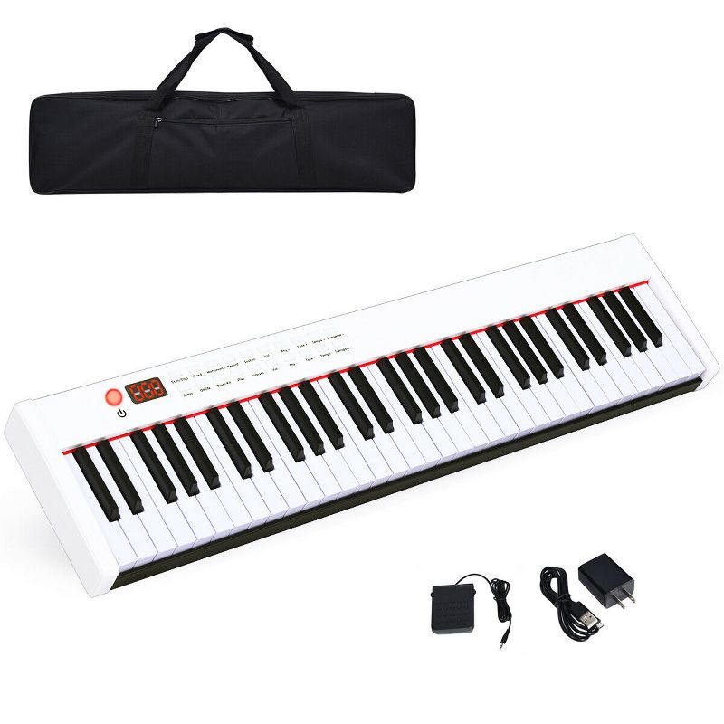 Costway BXII 61 Key Digital Piano MIDI Keyboard w/MP3 White, 1 of 11