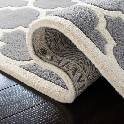 Gray and Ivory Hand-Tufted Wool Rectangular Area Rug