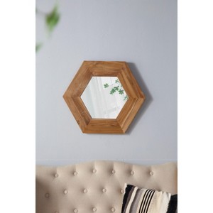 CAVINAS 18.5"x18.5" Hexagon Bathroom Mirror,Wall Mirror with Natural Wood Frame, Wall Decor for Bedroom,Living Room,Bathroom,Hallway - 1 of 4