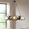 Possini Euro Design Streamer 31 3/4" Modern Chandelier Ceiling Light Fixture Dining Room Over Table Kitchen Island Ring LED Black and Gold Finish - 2 of 4