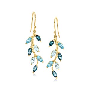 Ross-Simons 3.90 ct. t.w. Tonal Blue Topaz Vine Drop Earrings in 18kt Gold Over Sterling - 1 of 3