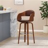 SKRAN 30.25" Upholstered Swivel Barstool, Faux Leather Metal Counter Height Bar Stools for Kitchen, Home and patio,Dark Brown(18.5"D×19.5"W×41.75"H) - 2 of 4