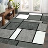 2 x 6 ft Polyester Light Blue Rectangular Hallway Bathroom Entryway Kitchen Office Foldable Block Printed Modern Washable Area Rug - 2 of 4