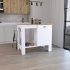LunaLulinlk Kitchen Island 35"" H, One Storage Cabinet with Door, Two Internal Shelves, One Open storage Shelf, White/Macadamia - 2 of 4