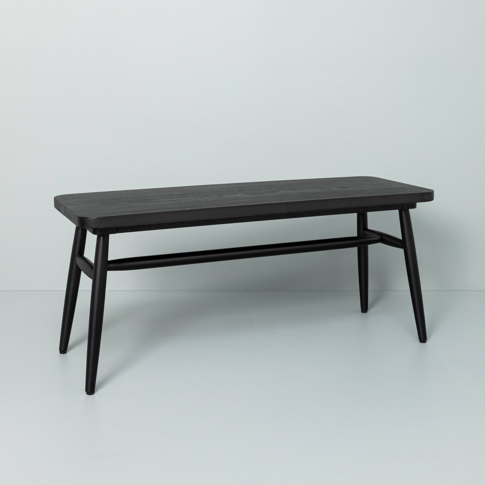 Photos - Storage Combination Shaker Wooden Dining Bench - Black - Hearth & Hand™ with Magnolia