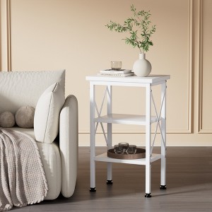 VECELO Modern X-Design Nightstand Set of 1/2, 3-Tier Bedside Tables with Storage Shelves, Small End Side Tables for Bedroom, Living Room, or Office - 1 of 4