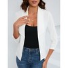 Women's 3/4 Sleeve Blazer Casual Open Front Cardigan Shrugs Ruched Sleeve Office Cropped Blazer Jacket - 3 of 4