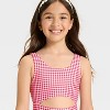 Girls' Gingham Printed One Piece Swimsuit - Cat & Jack™ - 3 of 3