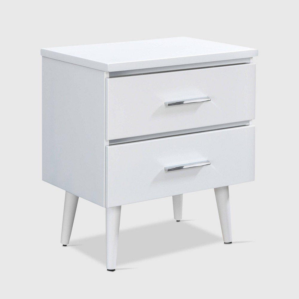 Photos - Storage Сabinet Lennox 2 Drawer Nightstand White - Adore Decor