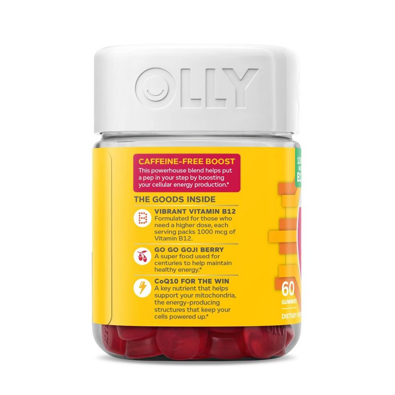 OLLY Extra Strength Daily Energy, 1000 mcg, Vitamin B12 and Caffeine-Free Gummies - Berry Yuzu Flavor - 60ct, 5 of 11