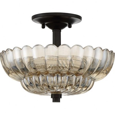 Amber Glass Mottled Cocoa Semi-Flush Mount Light