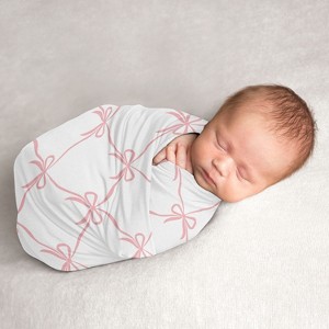 Sweet Jojo Designs Girl Swaddle Baby Blanket Ballerina and Ballet Bows Pink and White - 1 of 4
