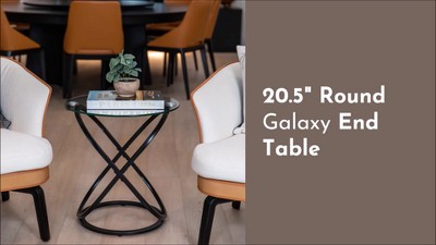 29" Round Black Metal and Glass End Table