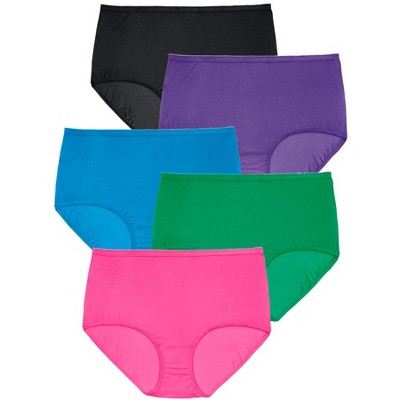 Comfort Choice Women's Plus Size Stretch Cotton Brief 5-pack, 14 - Tulip  Pack : Target