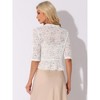 Allegra K Women's Evening Wedding Half Sleeve Ruffle Hem Elegant Lace Cardigan - 3 of 4