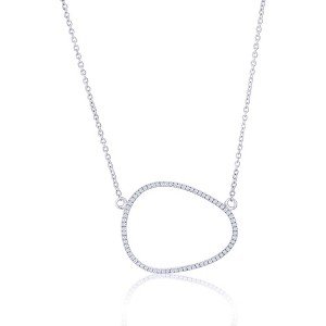 Diamonds D'Argento Sterling Silver, Irregular Shape Diamond Necklace - (72 Stones) - Silver - 16+2 Inch - 1 of 2