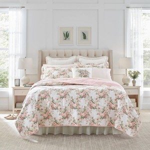 Laura Ashley Joyce Quilt & Sham Set Pink - 1 of 4