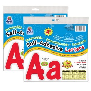Pacon® Self-Adhesive Letters, Red, Cheery Font, 4", 154 Per Pack, 2 Packs - 1 of 3