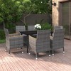 vidaXL Patio Dining Set Outdoor Table and Chair Set Poly Rattan and Glass - Gray 55.1" Table Length 6 Chairs - 2 of 4
