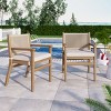 Modern Outdoor Patio Wood Dining Arm Chairs,Rope Back Garden Armrest Kitchen Dining Chair,Beige Cushioned Dining Armchair-Coolbibila - 2 of 4