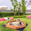 Safstar Wooden Cedar Sand Box w Seat Boards & Cover & Ground Liner - 2 of 4