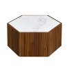 Sapphtopaz Rustic Coffee Table with Hidden Drawers Retro Coffee Bar with Wood Veneer Home Decor Center Table for Living Room - 3 of 4