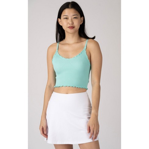 Yogalicious Womens Ribbed Seamless Kendall Lettuce Edge Cropped