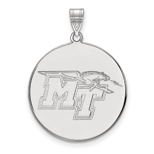 Black Bow Jewelry 14k White Gold Middle Tennessee State Blue Raiders NCAA Extra Large Pendant - 1 of 3