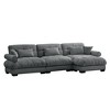 Aukfa Grey Velvet Large Sofa with Bolster Armrests, Waist & Throw Pillows – Modern Couch for Living Room, Bedroom or Office - 3 of 4
