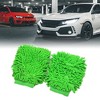 Unique Bargains 2pcs Green Microfiber Chenille Washing Cleaning Glove Mitten for Car Body Home - 2 of 4
