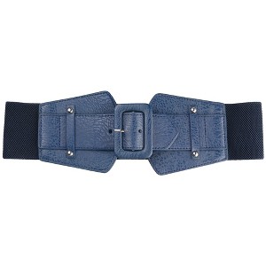 INSPIRE CHIC Women's Wide Stretchy Vintage Elastic Chunky Waist Buckle Belts - 1 of 4