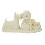 Snowbabies Who's In My Bed  -  One Figurine 2.5 Inches -  Puppy Sleep Lick  -  6012336  -  Ceramic  -  Off-White