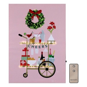 Lumabase Battery Operated Lighted Wall Art with Remote Control Holiday Cart - 1 of 3