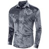 Coolmee Men's Velvet Shirts Long Sleeve Button Up Shirt Wedding Party Prom Shirt - 2 of 4