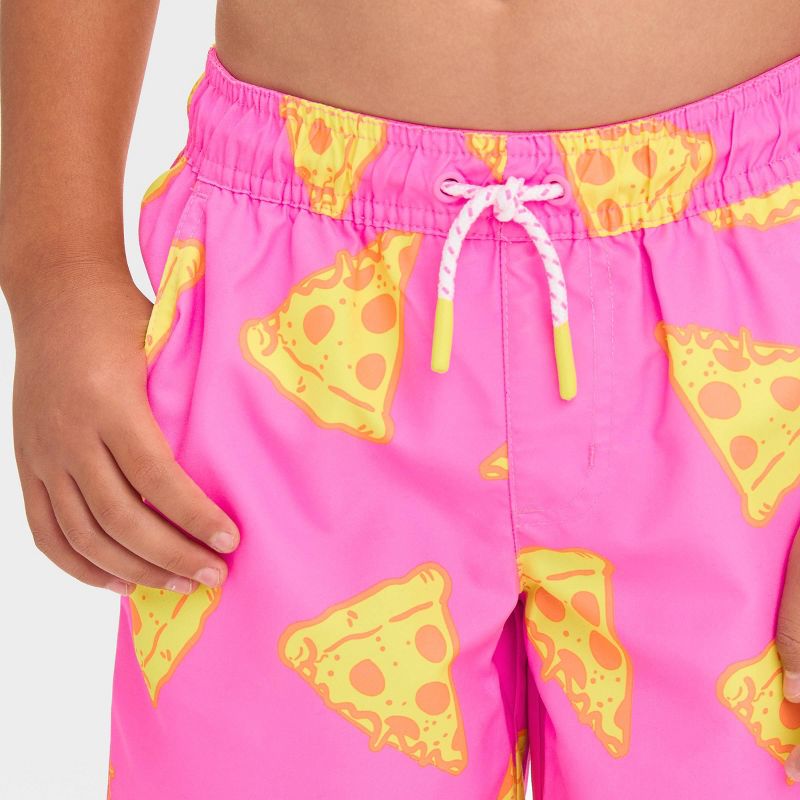 Boys' Pizza Printed Swim Shorts - Cat & Jack™ Pink/Yellow, 3 of 5