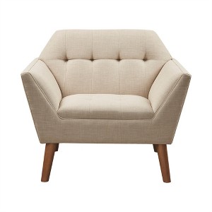 COWLOWN Mid Century Lounge Chair, Button Tufted Accent Chair with Armrests & Wood Legs - 1 of 4