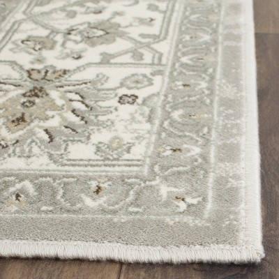 Ivory and Silver Persian Garden 8' x 10' Wool Viscose Rug