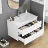 KTMBDW Floating Bathroom Vanity 32 Inch Wall Mounted Bathroom Vanity with Ceramic Basin Sink Bathroom Cabinet with 2 Drawers for Bathroom - 4 of 4
