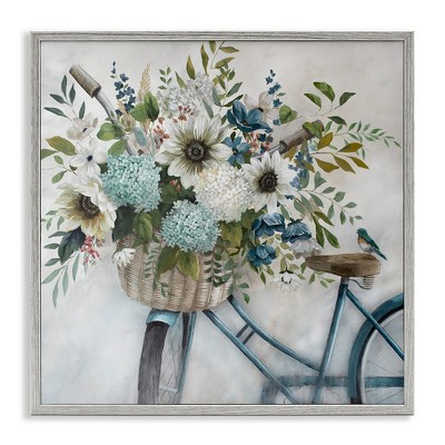 Stupell Industries Floral Bike Basket, 12" x 12"