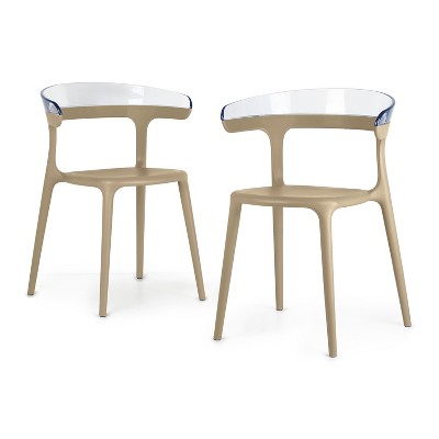 WRGHOME Seville Modern Outdoor/Indoor Plastic Resin Stacking Patio Dining Chairs  (Set of 2)