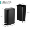 Stainless Steel Trash Can with Lid – Soft Close Step-On Pedal, Fingerprint-Resistant, Ideal for Kitchen or Bathroom - 2 of 4