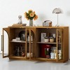 60" Retro Arched 4-Door Buffet Sideboard Cabinet with Glass Doors, Adjustable Shelves, and Wire Management for Dining Room, Kitchen, or Living Room - 3 of 4