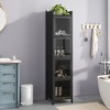 VYNXARIA Modern Dark Green Three-Tier Glass Door Storage Cabinet - 2 of 4