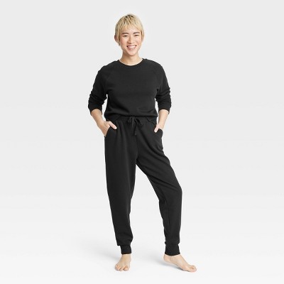 Women's Fleece Wide Leg Lounge Pajama Pants - Colsie™ Black Xl : Target