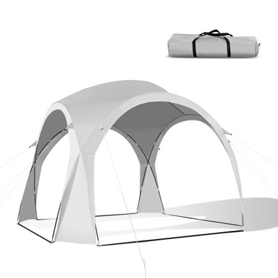 Tangkula 11’ x 11’ Large Sun Shelter for 6-8 People UPF50+ Beach Tent W/ Carry Bag 16 Stakes 8 Wind Ropes Portable Sunshade Tent